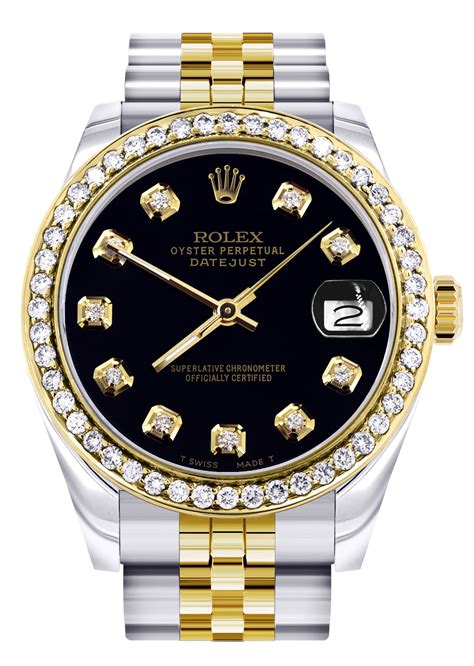 rolex with black diamonds|rolex watch diamond bezel prices.